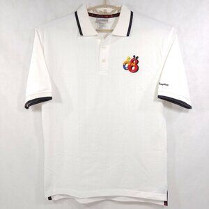 Disney World Magic Kingdom 2008 White Pique Cotton S/S Golf Polo Shirt Mens M